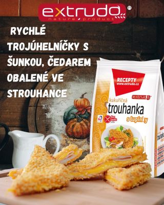 Rychlé trojúhelníčky se šunkou 🥪 a čedarem 🧀 obalené v naší #kukuricnastrouhanka 🌽 – jednoduchý tip, který promění...